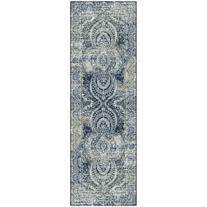 8' Taupe And Ivory Abstract Distressed Runner Rug