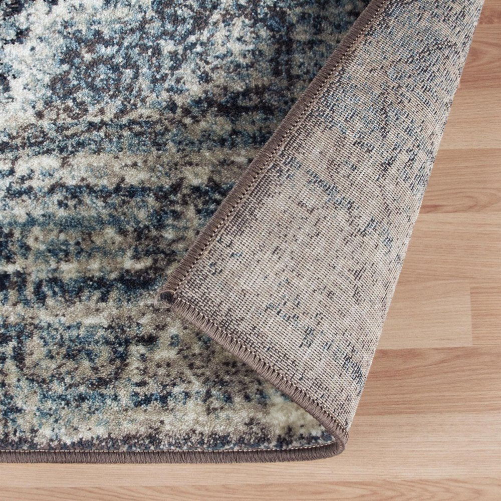 8' Taupe And Ivory Abstract Distressed Runner Rug