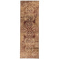 8' Gold And Maroon Abstract Distressed Runner Rug