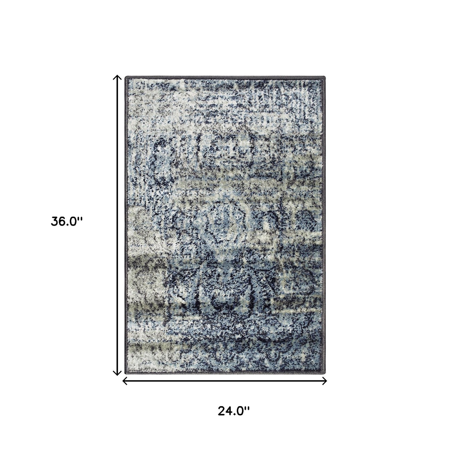 2' X 3' Taupe Abstract Power Loom Distressed Stain Resistant Area Rug