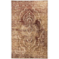 6' X 9' Maroon And Gold Abstract Power Loom Distressed Stain Resistant Area Rug