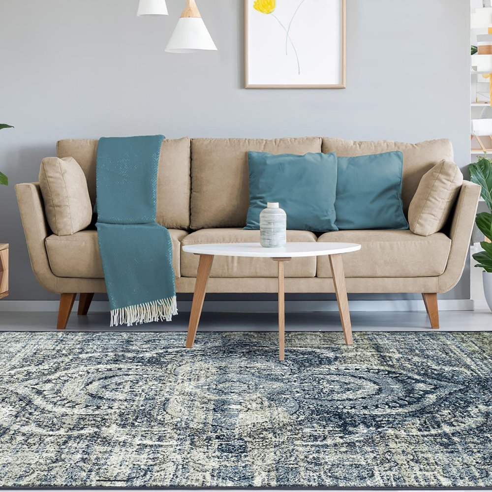8' X 10' Taupe And Ivory Abstract Distressed Area Rug