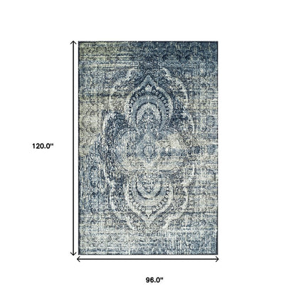 8' X 10' Taupe And Ivory Abstract Distressed Area Rug