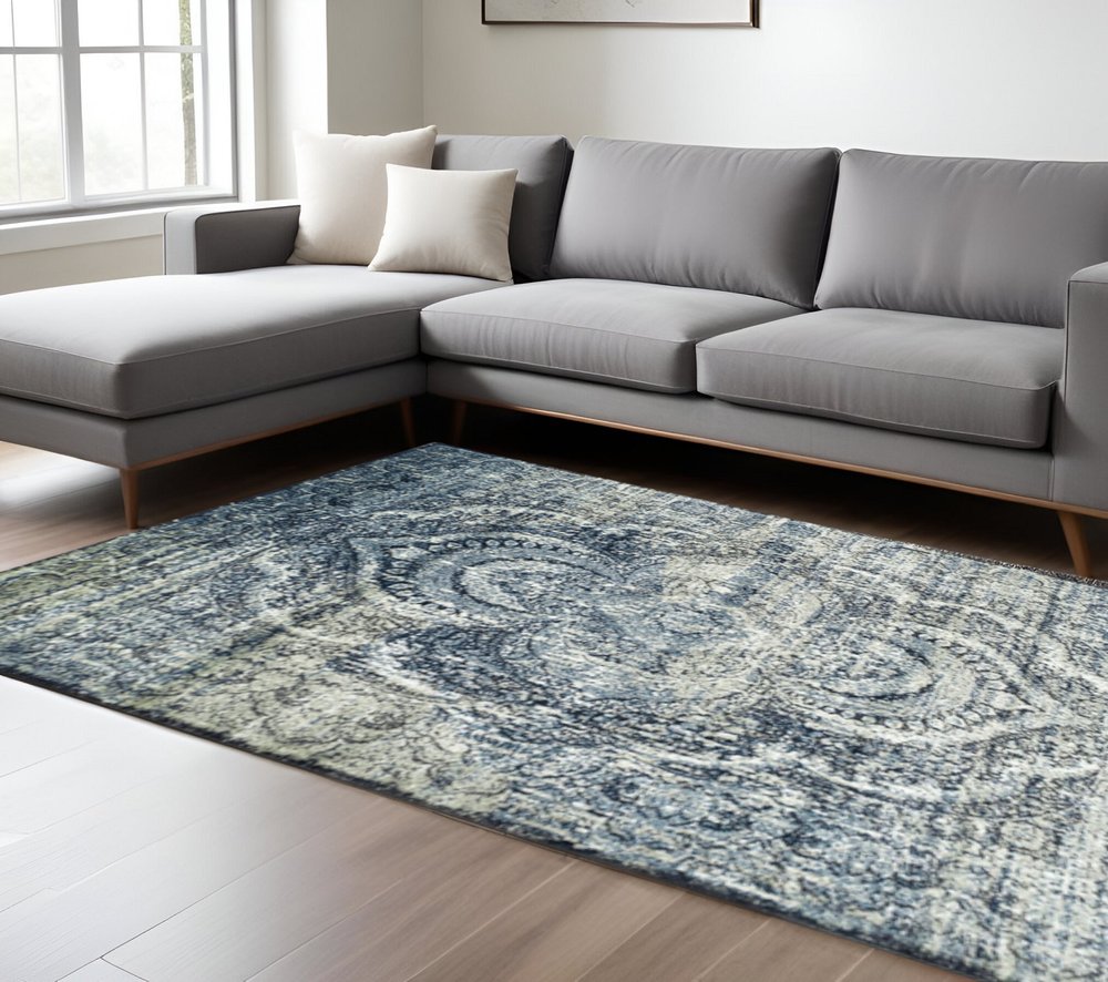 8' X 10' Taupe And Ivory Abstract Distressed Area Rug
