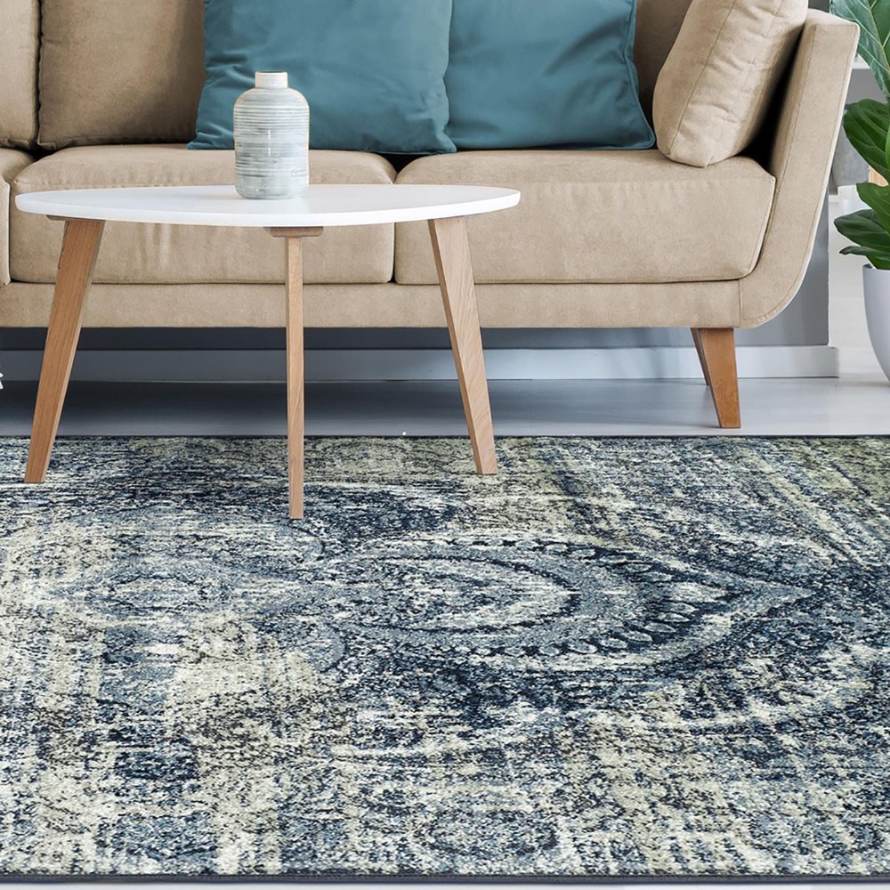 9' X 12' Taupe And Ivory Abstract Distressed Area Rug