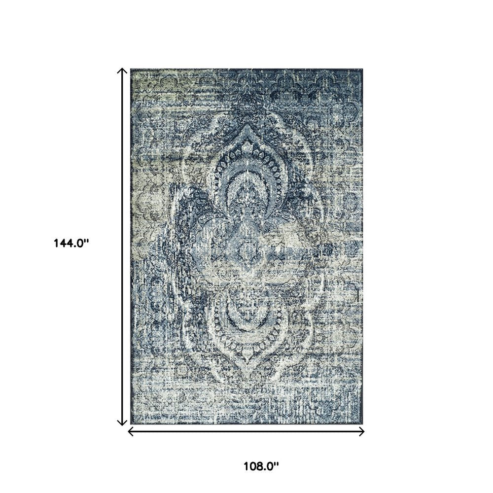 9' X 12' Taupe And Ivory Abstract Distressed Area Rug