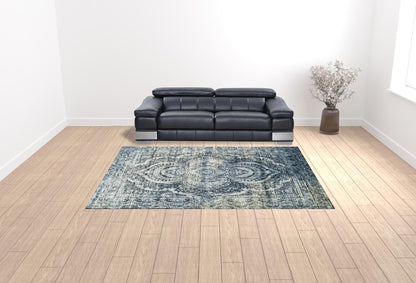 9' X 12' Taupe Abstract Power Loom Distressed Stain Resistant Area Rug