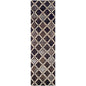 10' Brown Black And Ivory Quatrefoil Distressed Runner Rug