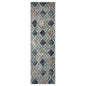 10' Gray And Ivory Quatrefoil Distressed Runner Rug