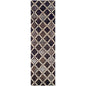 12' Brown Black And Ivory Quatrefoil Distressed Runner Rug