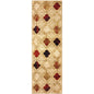 8' Beige Brown And Red Quatrefoil Distressed Runner Rug