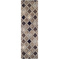 8' Ivory Brown And Black Quatrefoil Distressed Runner Rug
