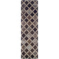 11' Brown Black And Ivory Quatrefoil Distressed Runner Rug