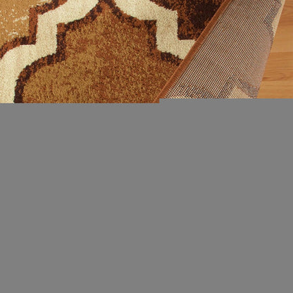 2' X 3' Brown And Ivory Quatrefoil Distressed Area Rug