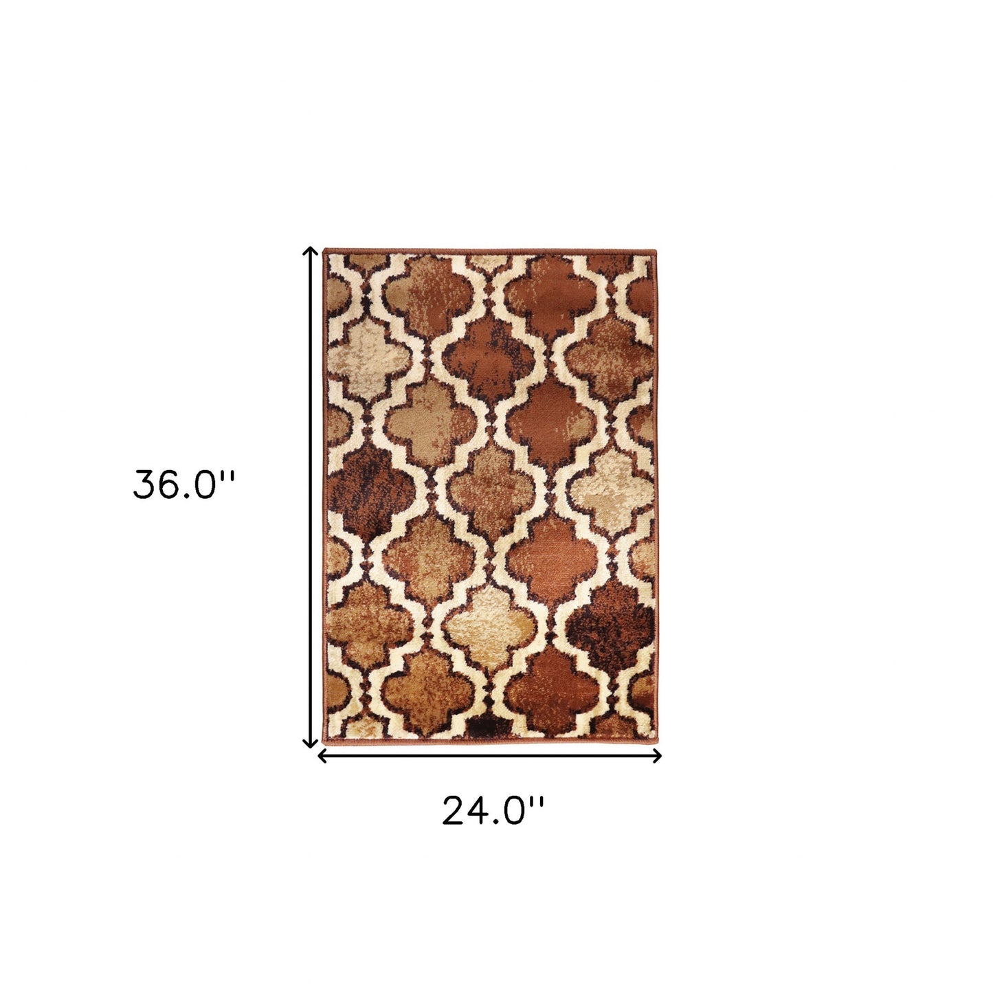 2' X 3' Brown Quatrefoil Power Loom Distressed Stain Resistant Area Rug