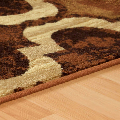2' X 3' Coffee Beige And Black Quatrefoil Distressed Area Rug