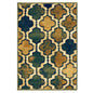 2' X 3' Green Brown And Ivory Quatrefoil Distressed Area Rug