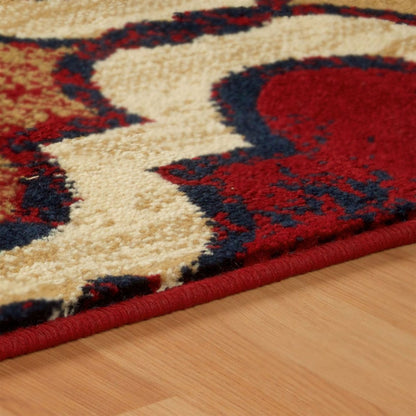 2' X 3' Blue And Red Quatrefoil Distressed Area Rug