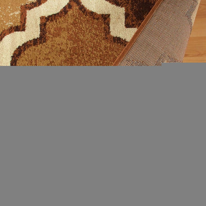 4' X 6' Brown And Ivory Quatrefoil Distressed Area Rug