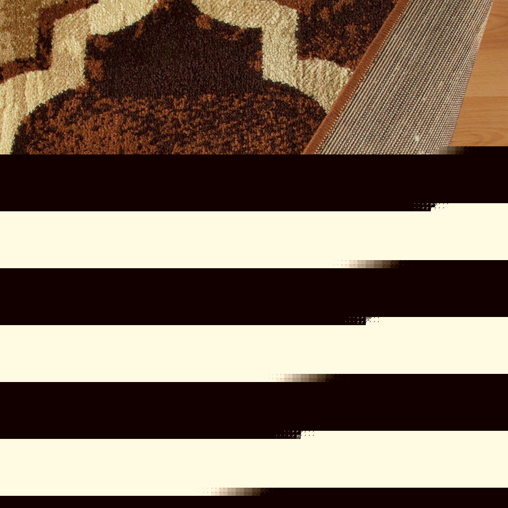 4' X 6' Coffee Beige And Black Quatrefoil Distressed Area Rug