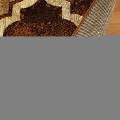 4' X 6' Coffee Beige And Black Quatrefoil Distressed Area Rug