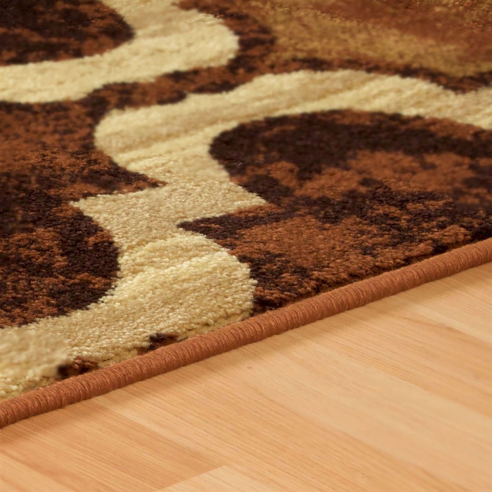 4' X 6' Coffee Beige And Black Quatrefoil Distressed Area Rug