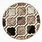 5' Ivory Brown And Black Quatrefoil Distressed Round Rug