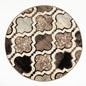 5' Ivory Brown And Black Quatrefoil Distressed Round Rug
