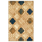 5' X 8' Cream Brown And Teal Quatrefoil Distressed Area Rug