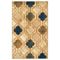 5' X 8' Cream Brown And Teal Quatrefoil Distressed Area Rug