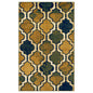 5' X 8' Green Brown And Ivory Quatrefoil Distressed Area Rug