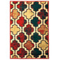 5' X 8' Blue And Red Quatrefoil Distressed Area Rug