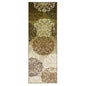 8' Brown Green And Ivory Floral Medallion Washable Runner Rug