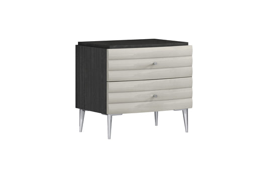 18" Dark Gray And Ivory Light Gray Two Drawer Nightstand