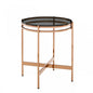 22" Rosegold And Smoke Glass Geo Round End Table