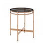 22" Rosegold And Smoke Glass Geo Round End Table