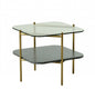 20" Gold And Clear Glass And Metal Square End Table With Shelf