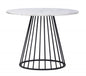 43" White And Black Rounded Metal Pedestal Base Dining Table