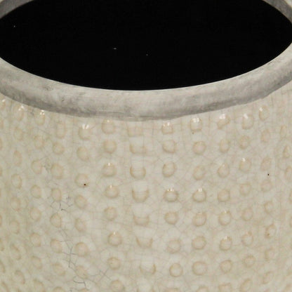 6" Beige Dot Ceramic Indoor Outdoor Round Pot Planter
