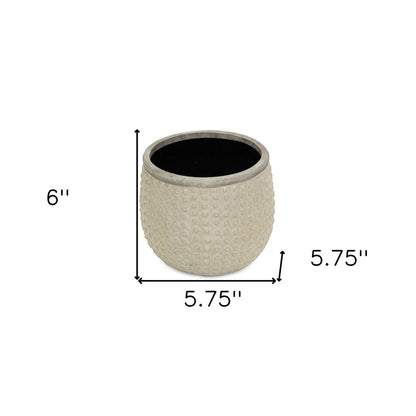 6" Beige Dot Ceramic Indoor Outdoor Round Pot Planter
