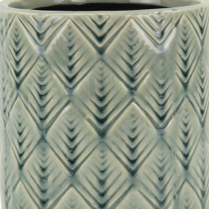 6" Green Geometric Ceramic Indoor Outdoor Round Pot Planter