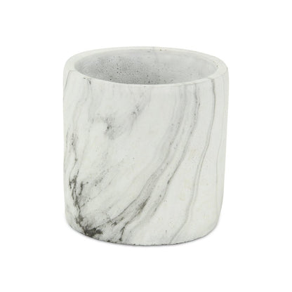 6" White and Gray Marbleized Ceramic Indoor Outdoor Round Pot Planter