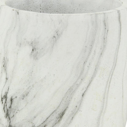 6" White and Gray Marbleized Ceramic Indoor Outdoor Round Pot Planter
