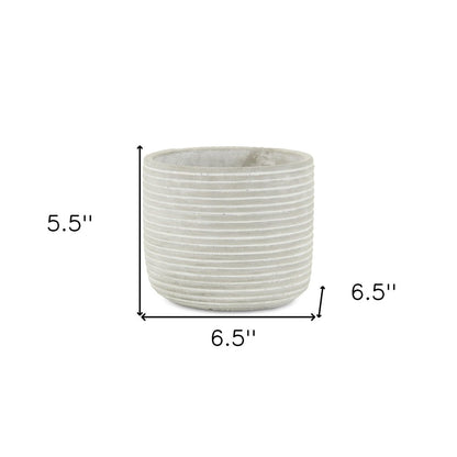 7" Light Gray Striped Cement Indoor Outdoor Round Pot Planter