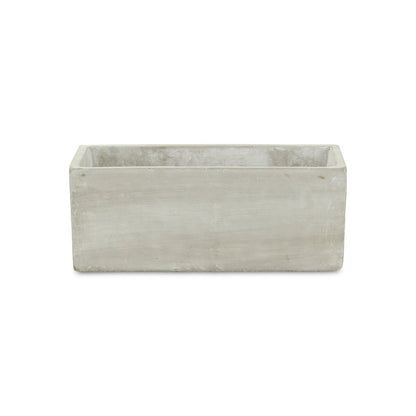 9" Light Gray Cement Indoor Outdoor Rectangular Pot Planter