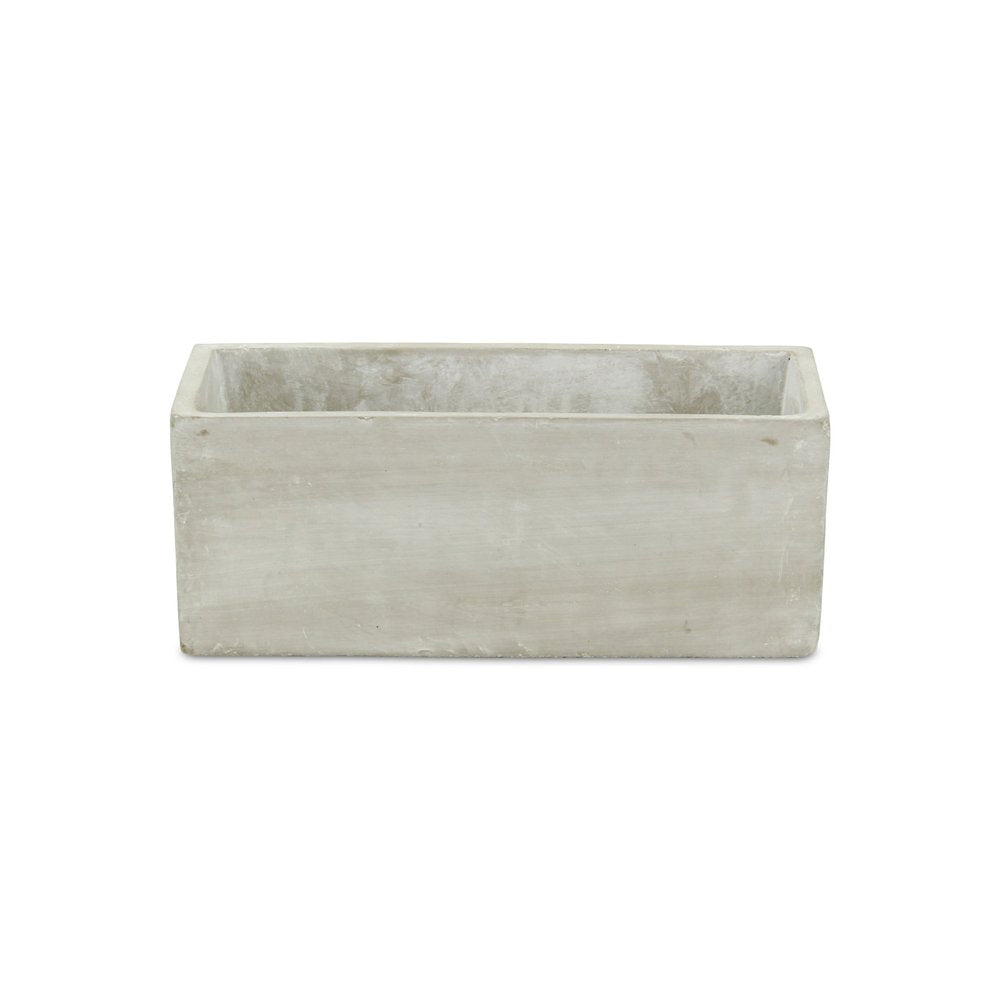 9" Light Gray Cement Indoor Outdoor Rectangular Pot Planter