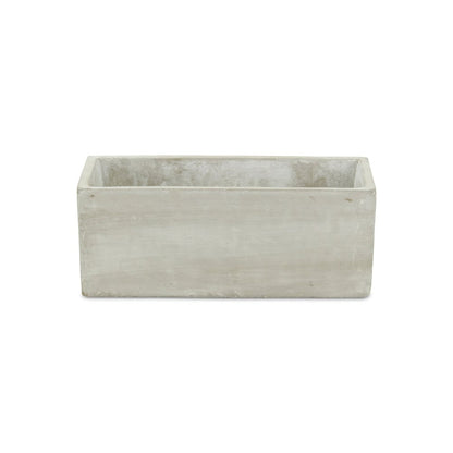 9" Light Gray Cement Indoor Outdoor Rectangular Pot Planter