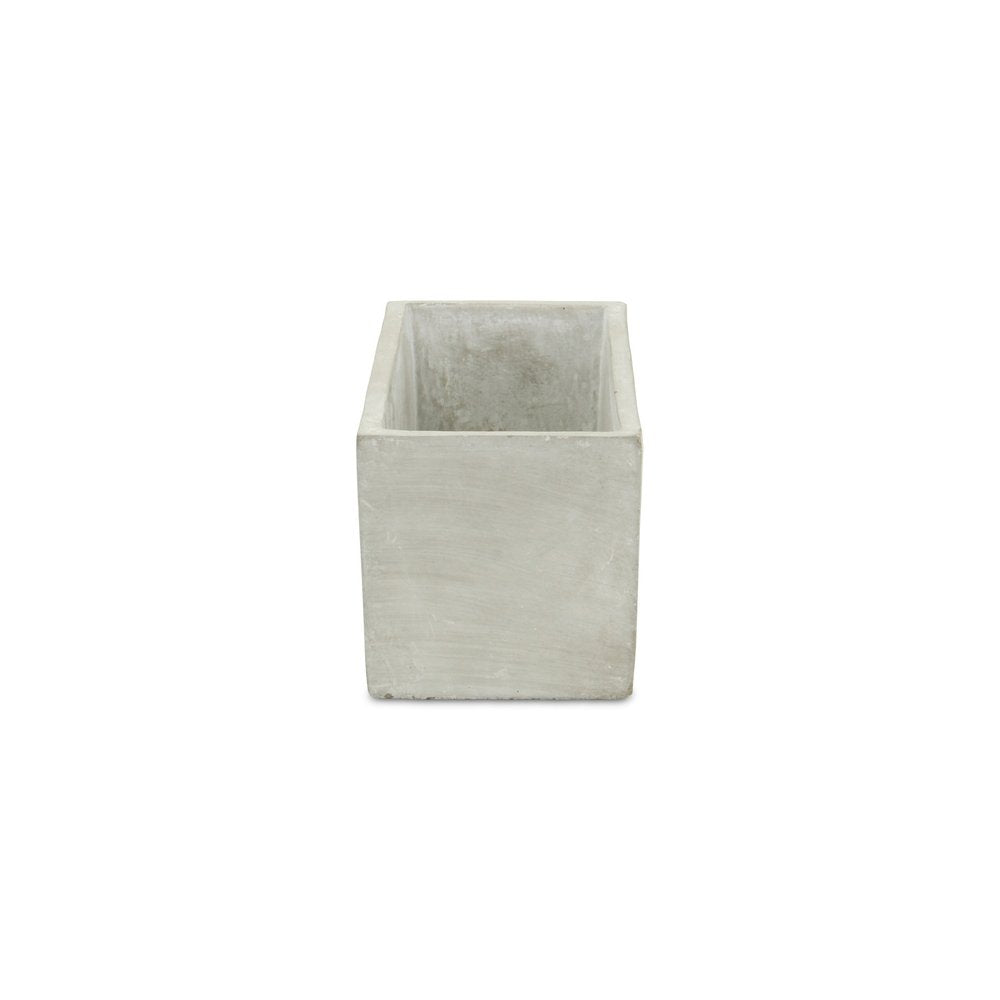 9" Light Gray Cement Indoor Outdoor Rectangular Pot Planter
