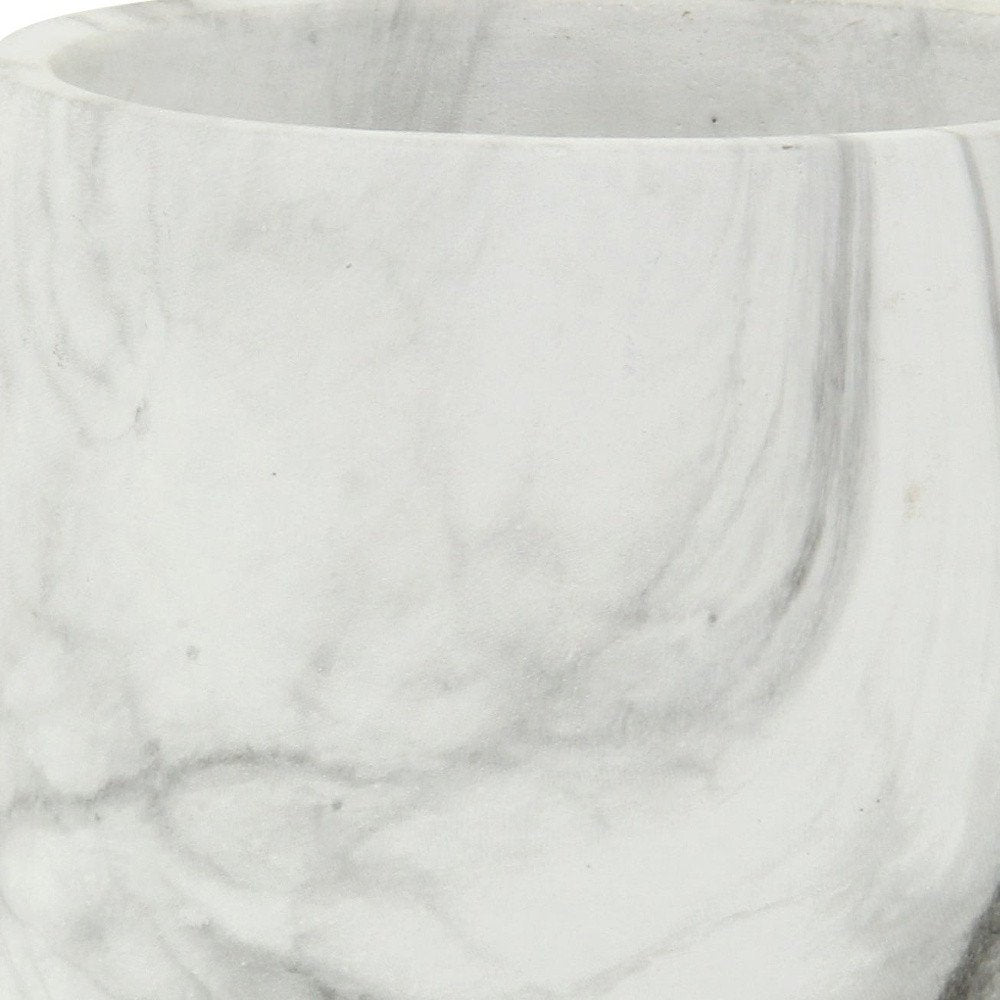 6" White and Gray Marbleized Ceramic Indoor Outdoor Round Pot Planter
