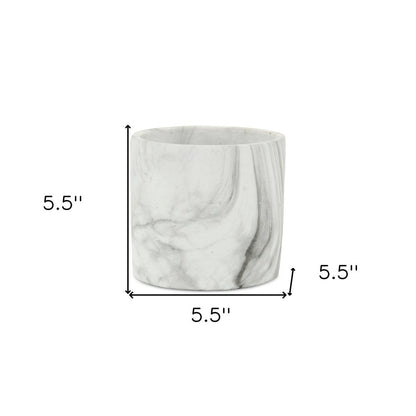 6" White and Gray Marbleized Ceramic Indoor Outdoor Round Pot Planter